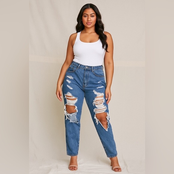 Wax Jean Denim - Wax Jean Collection Super Distressed High Rise Y2K Style Size M